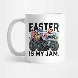 Happy Boys Easter Is My Jam Monster Truck Bunny Kids Women Mug